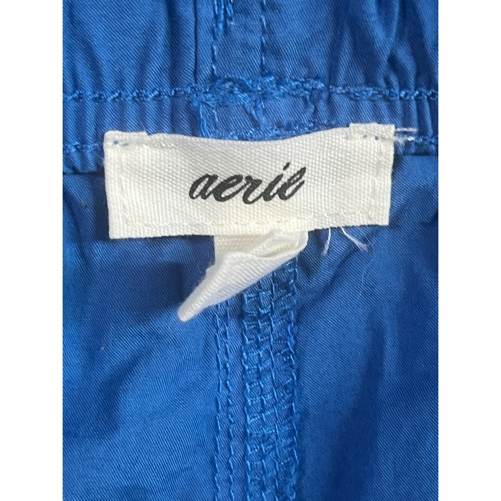 Aerie Blue Cargo Pants Womens Small S Elastic Waist Drawstring Straight Leg Pock
